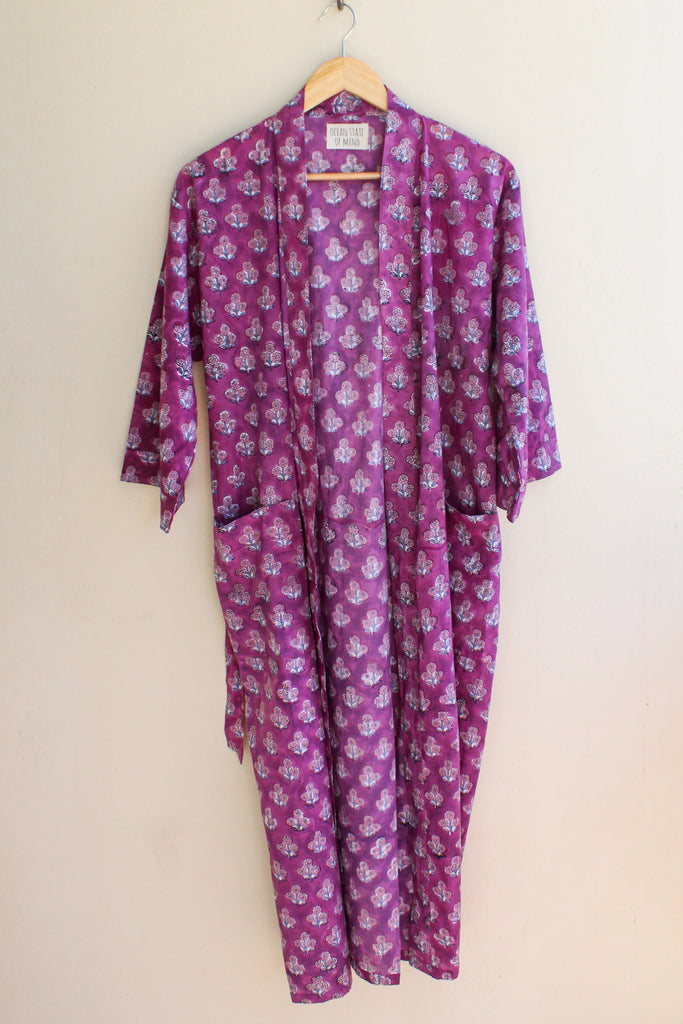 Purple Flower Robe Long