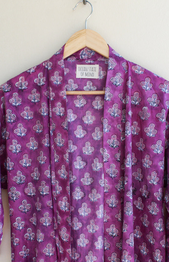 Purple Flower Robe Long