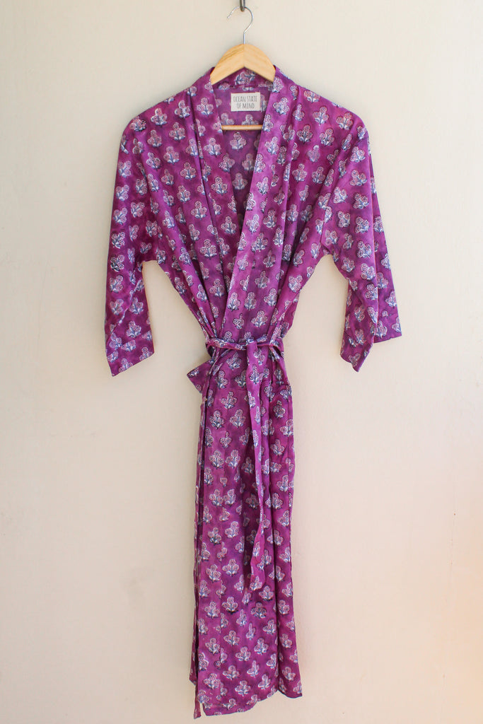 Purple Flower Robe Long