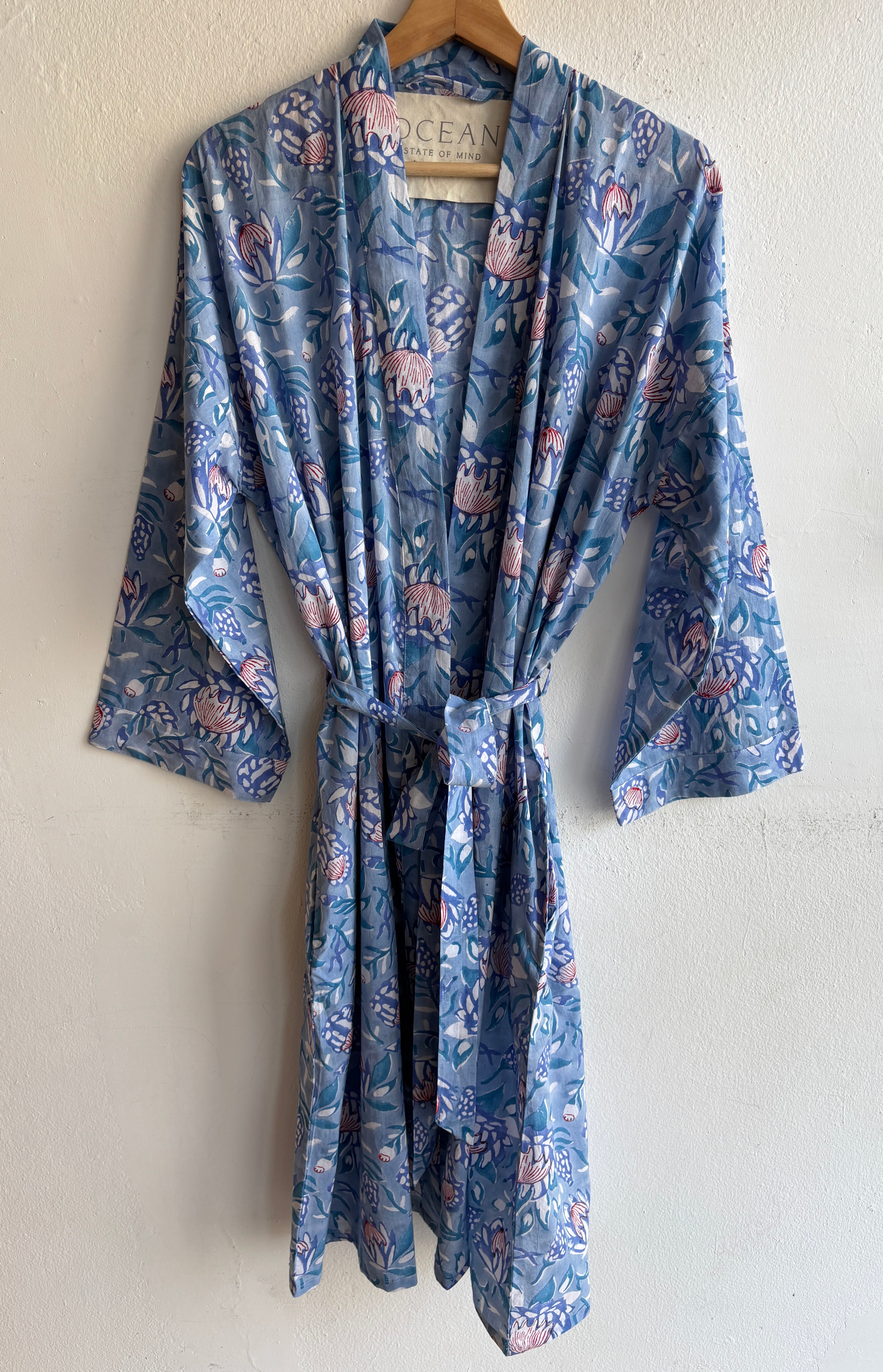Lotus Flower Blue Robe Long