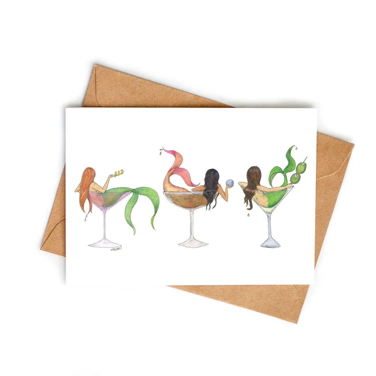 Mer-tini Mermaid Cocktail Hour greeting card