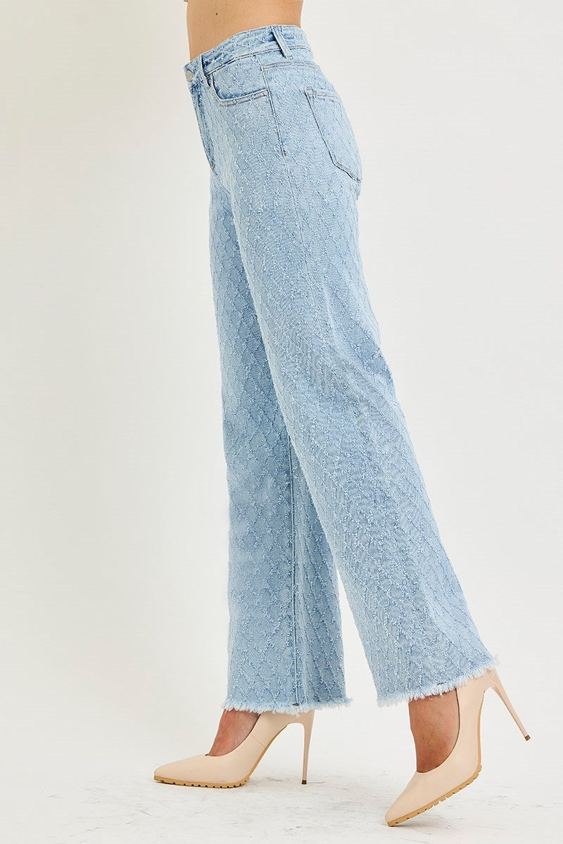 TUMMY CONTROL HIGH RISE ANKLE STRAIGHT TEXTURED JEANS