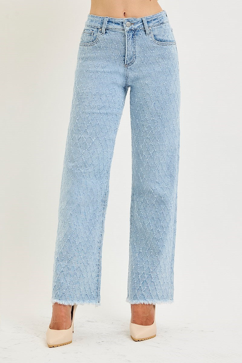 TUMMY CONTROL HIGH RISE ANKLE STRAIGHT TEXTURED JEANS