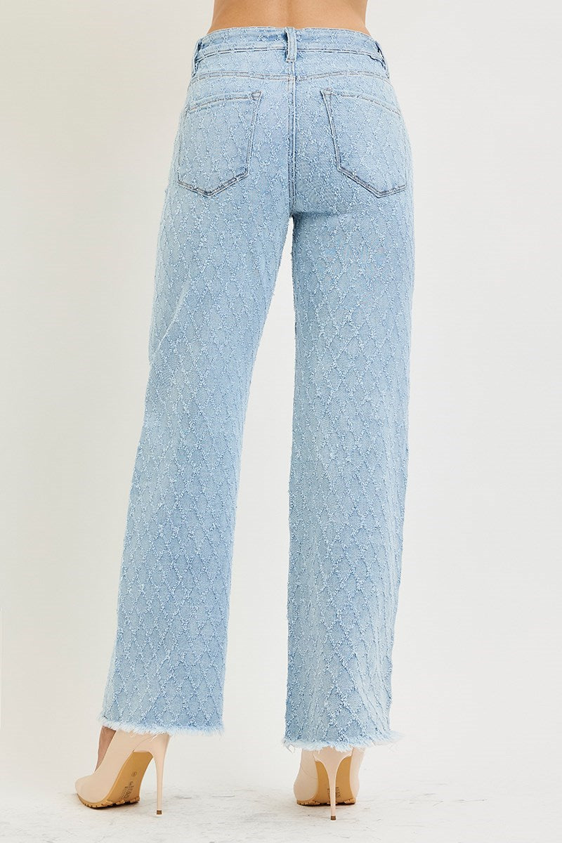 TUMMY CONTROL HIGH RISE ANKLE STRAIGHT TEXTURED JEANS