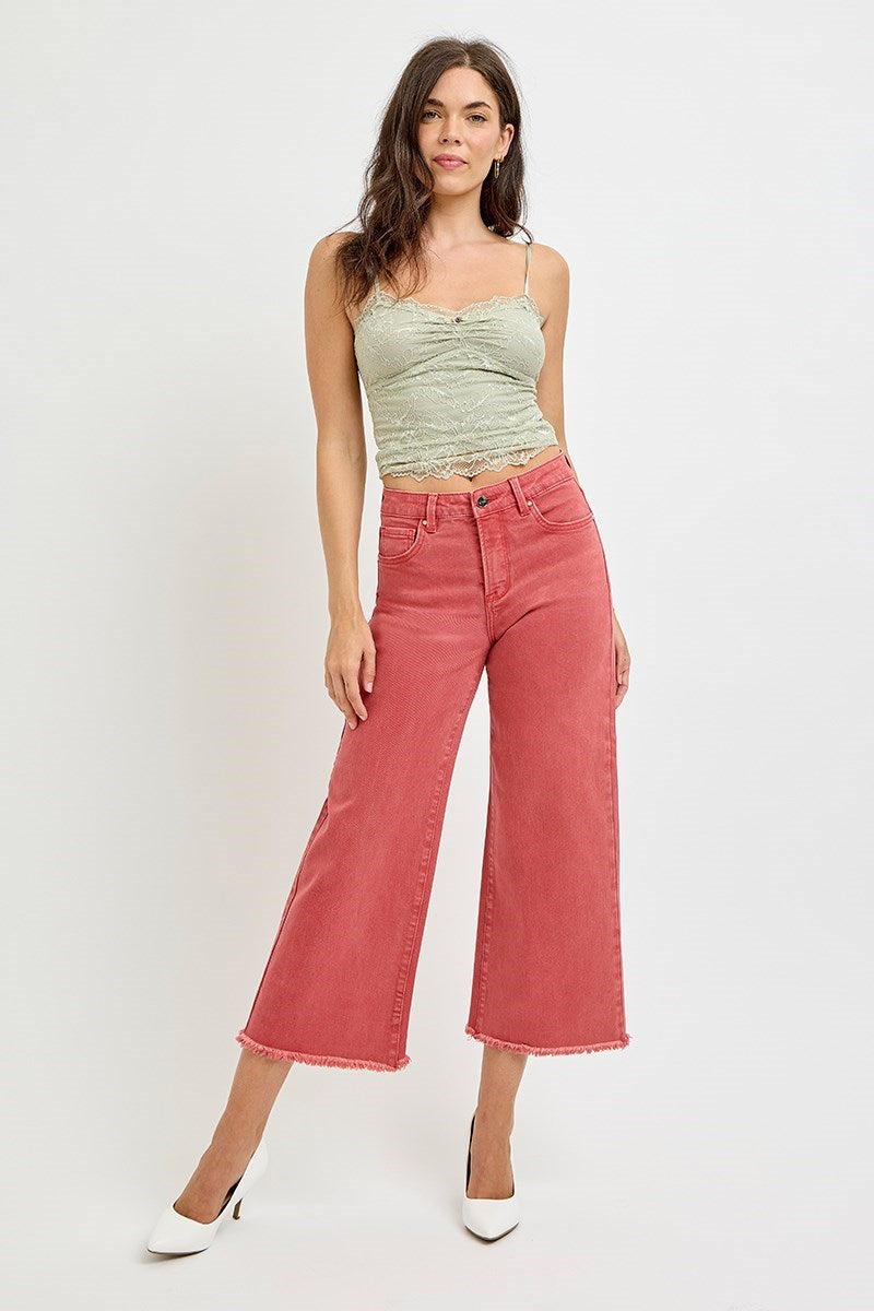 High Rise Crop Wide Pants Brick