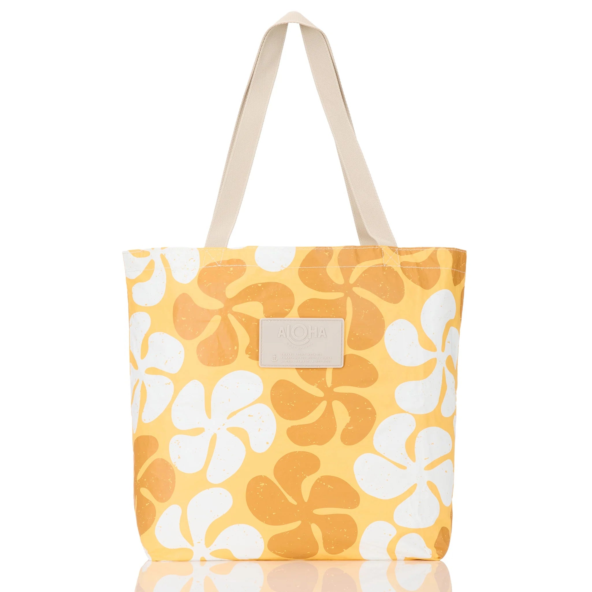 Funky Plumeria Reversible Tote- Honey