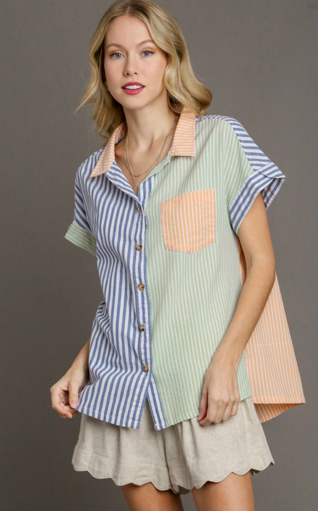 Multi Color Stripped Button Down - CHAMBRAY