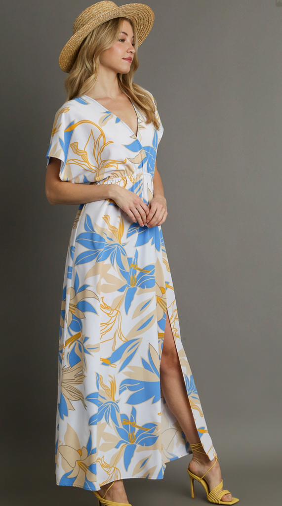 Floral Print Maxi Dress - OFF WHITE