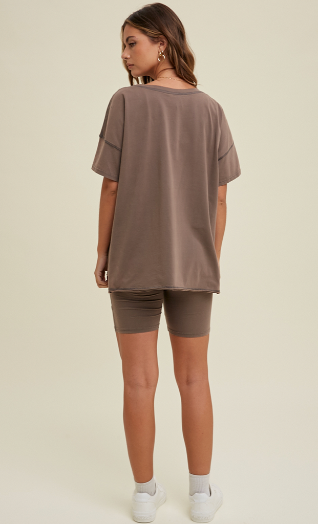 Washed Knit Short Sleeve - CHARCOL