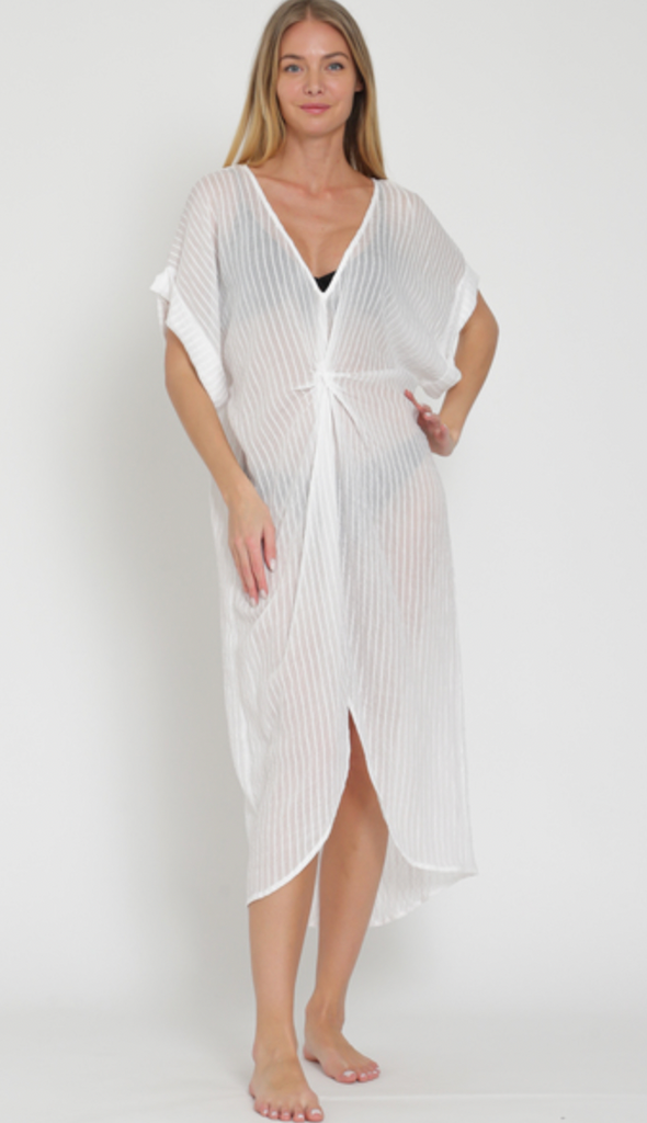 DOLMAN SLEEVE TWIST LINEN COVER UP - Off White
