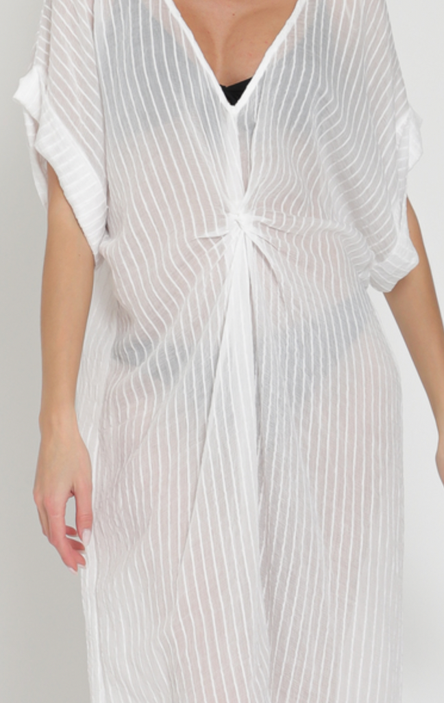 DOLMAN SLEEVE TWIST LINEN COVER UP - Off White