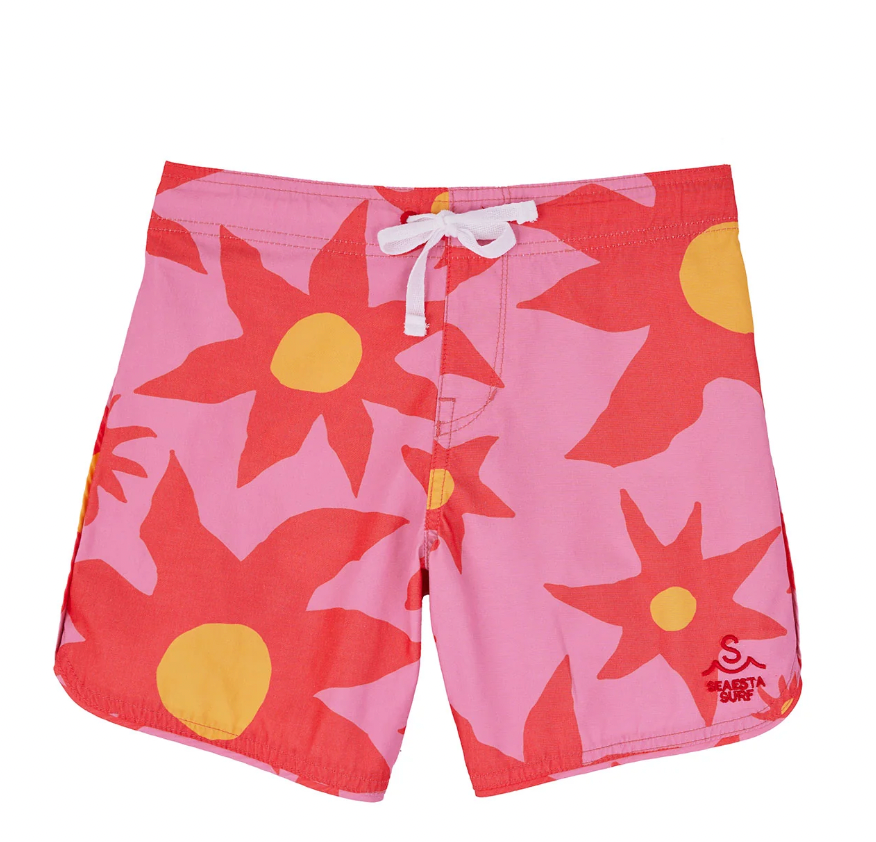 SEAESTA SCALLOP RETRO FLARE BOARDSHORT / SUN DAZE / RED