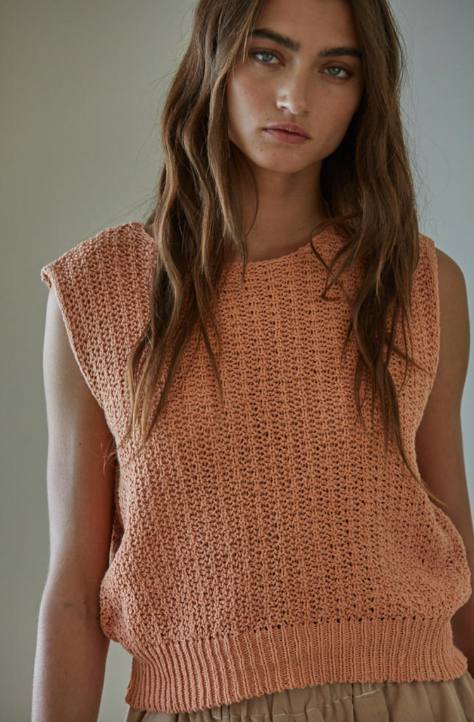 Cielo Vest Top- Dark Peach