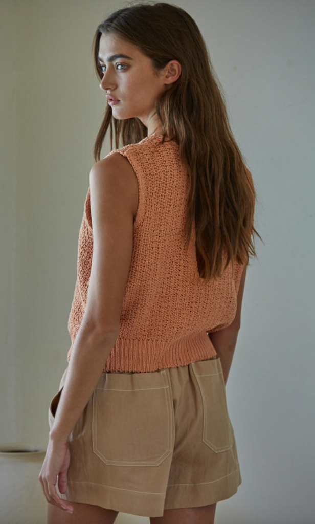 Cielo Vest Top- Dark Peach