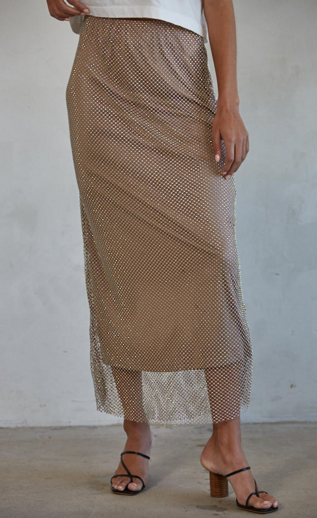 Bellamy Rhinestone Skirt - Taupe