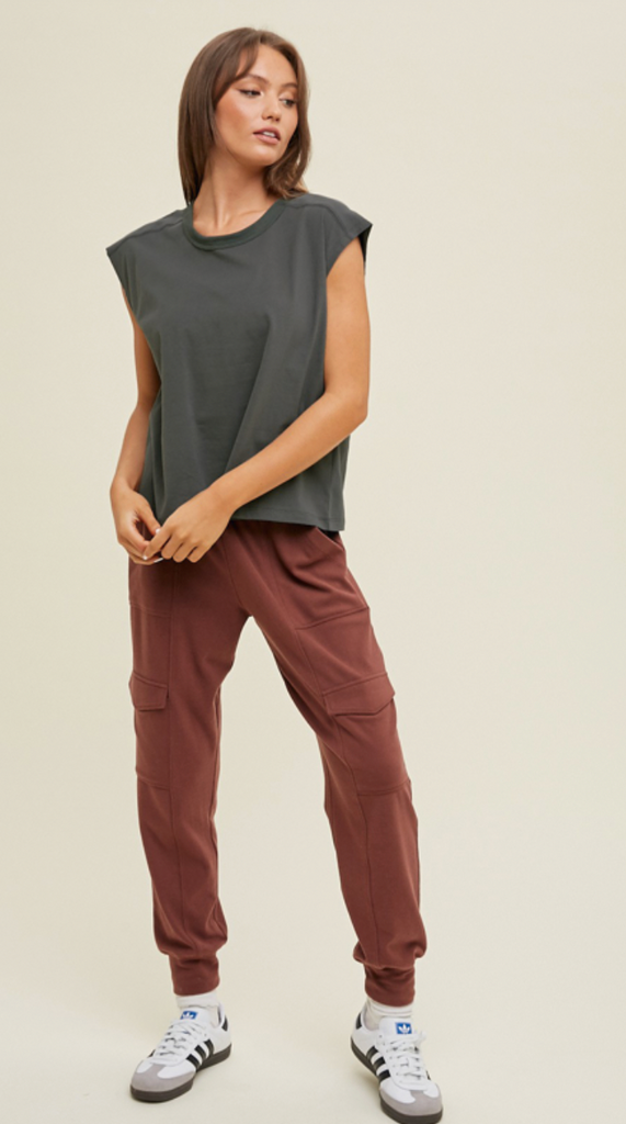 RELAXED CROP MUSCLE TEE-CHARCOAL