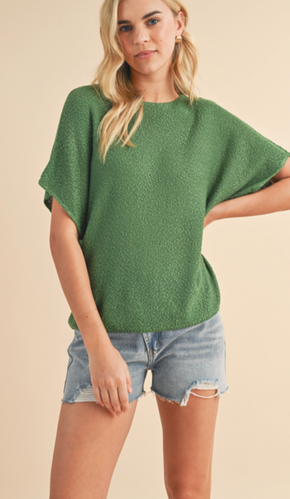 LIGHTWEIGHT DOLMAN SLEEVE SWEATER - PINE