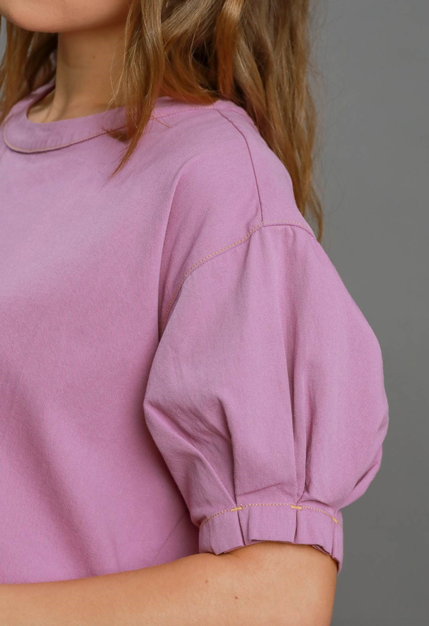 Cotton Oversized Half Sleeved Top Orchid