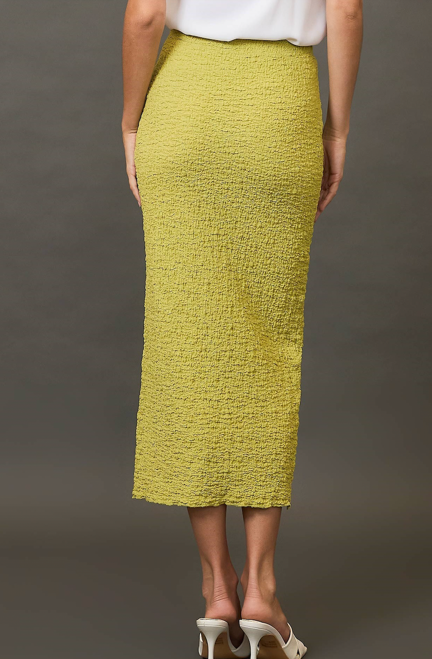Textured Stretch Knit Maxi Skirt Pear