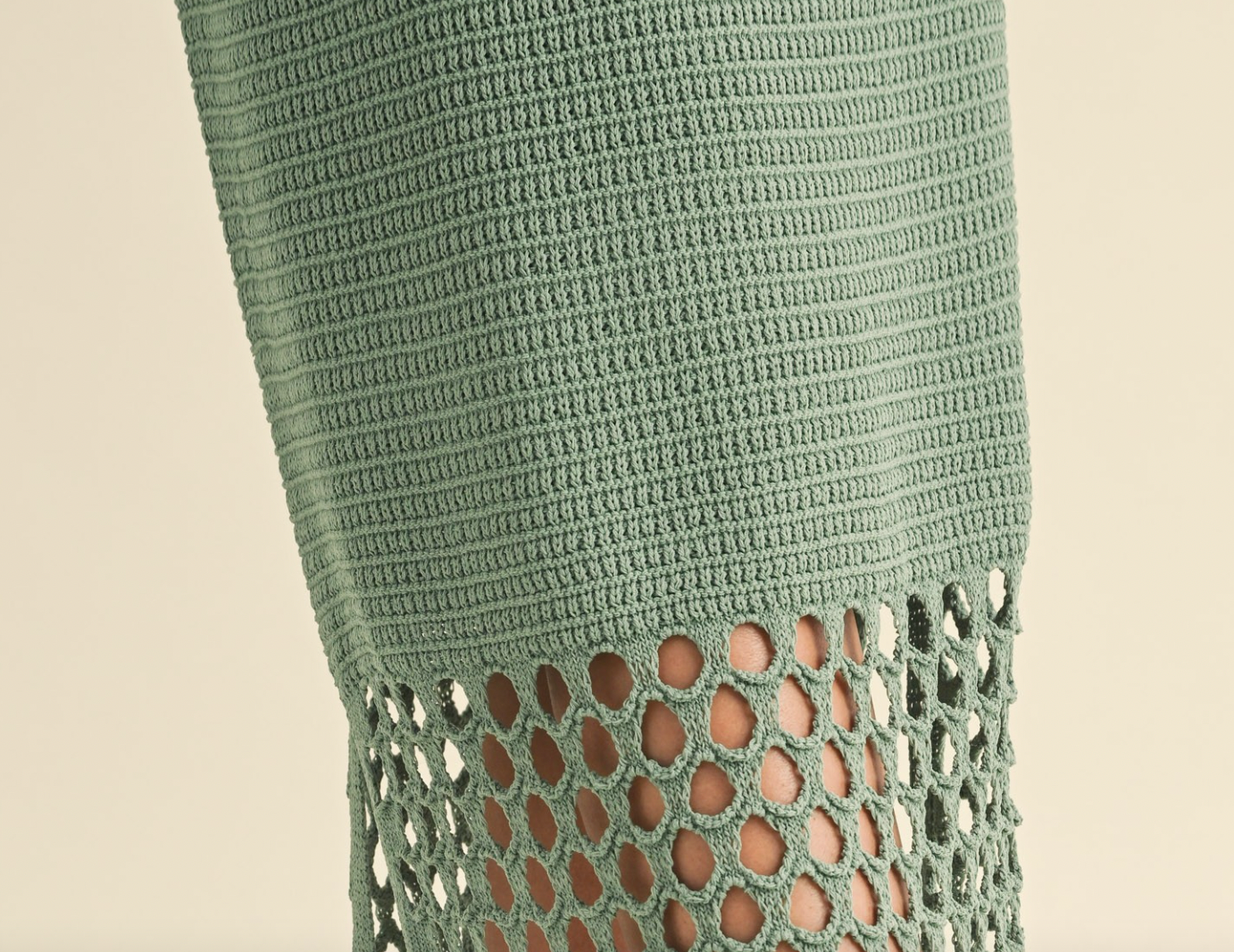Net Bottom Knitted Dress Sage