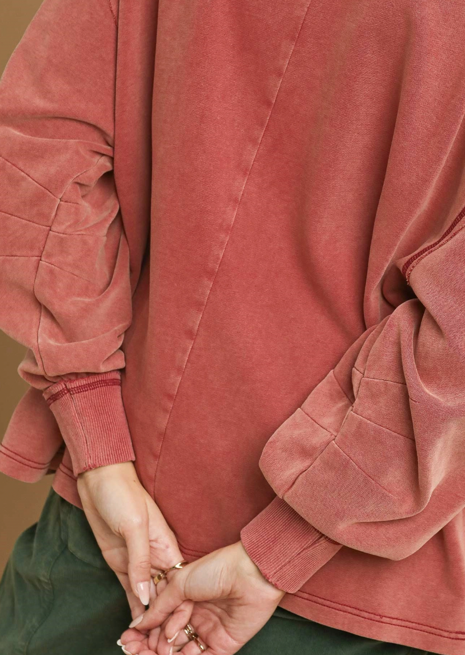 Mineral Wash Oversized Top Rosewood