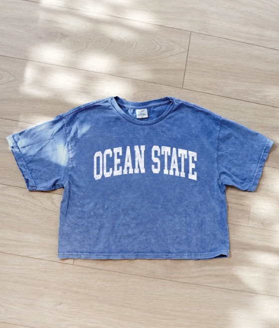 Ocean State Crop Mineral Wash Tee - Denim