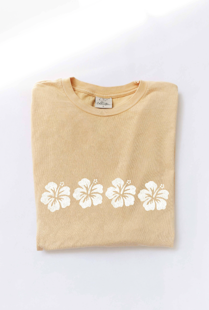 Hibiscus Flower Mineral Washed Graphic Top