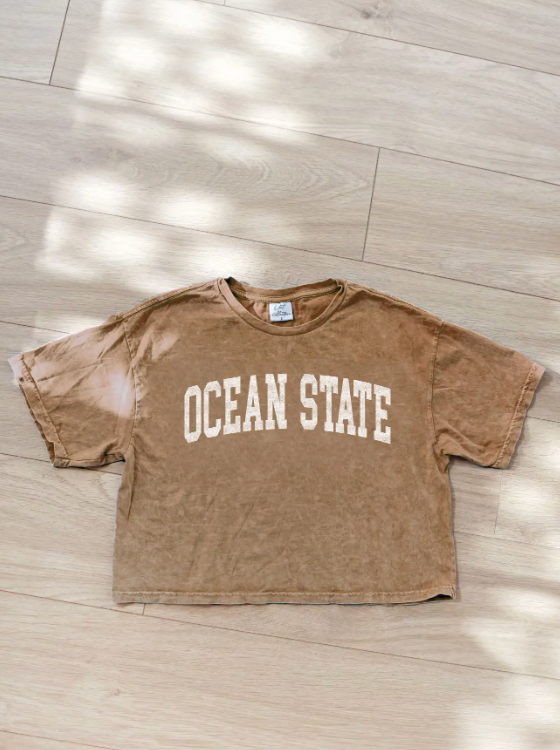 Ocean State Crop Mineral Wash Tee - Toast