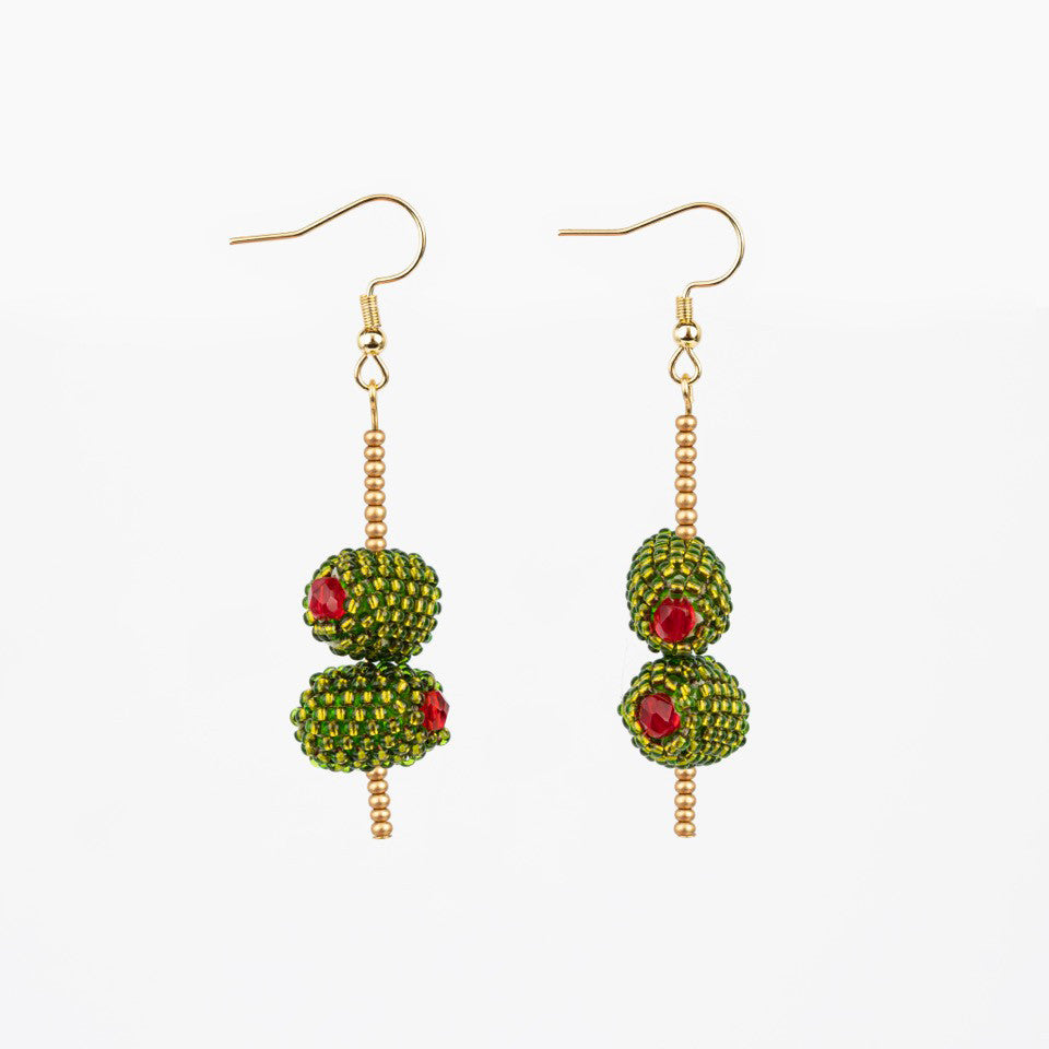 Olive Beaded Earrings