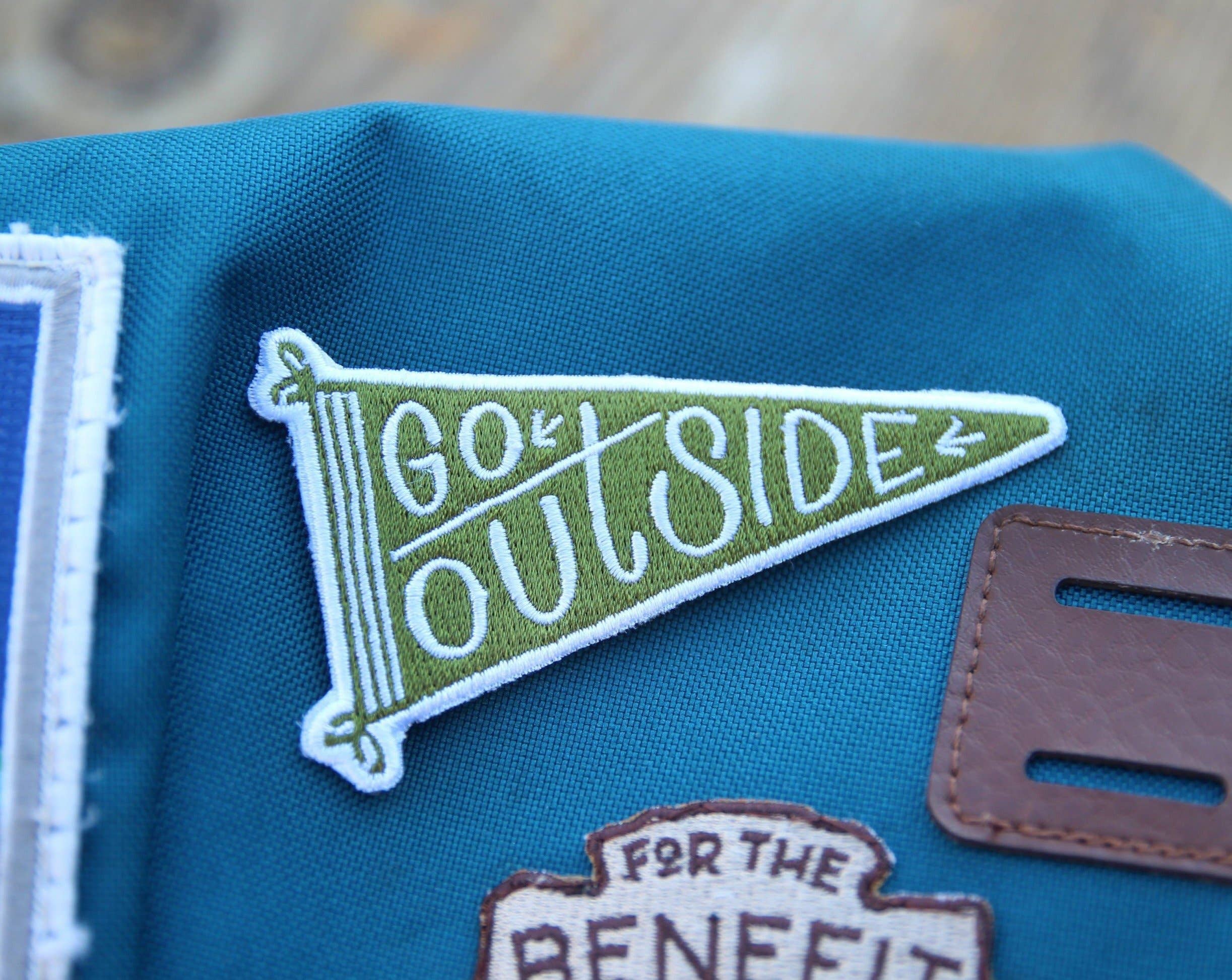 Go Outside Banner Embroidered Iron on Patch