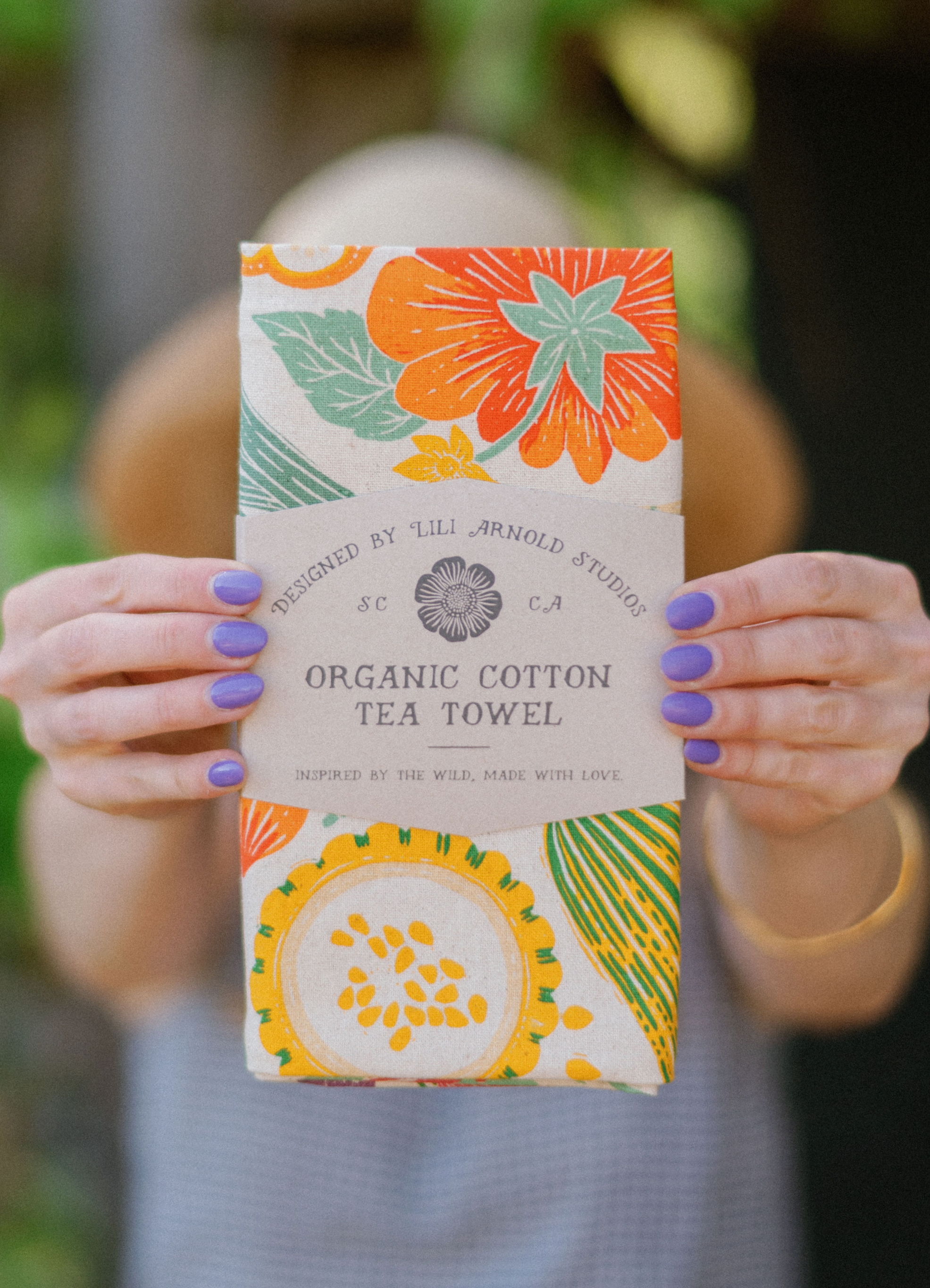 Organic Cotton Tea Towel - Veggie Garden