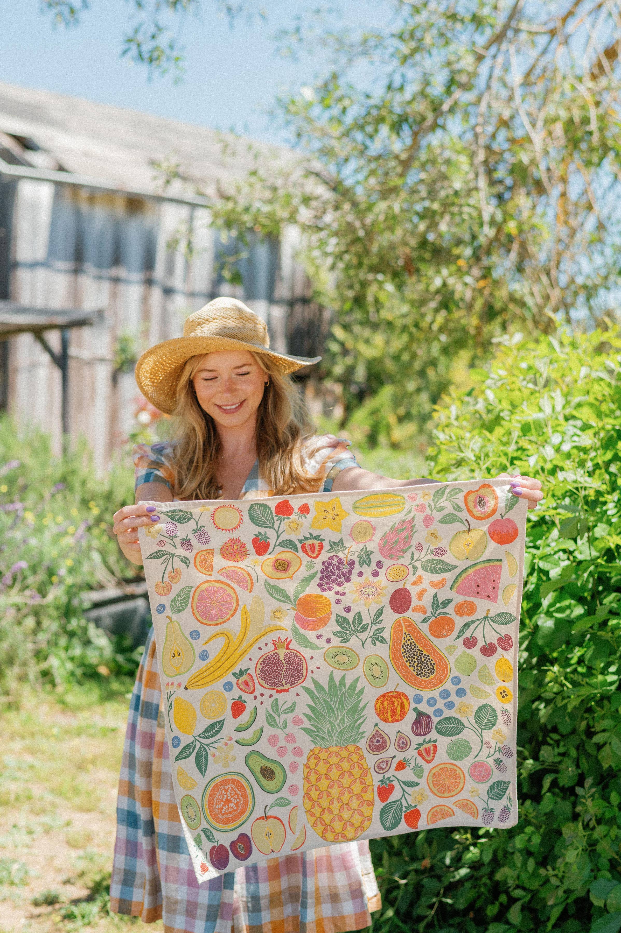 Organic Cotton Tea Towel - Fruit Basket