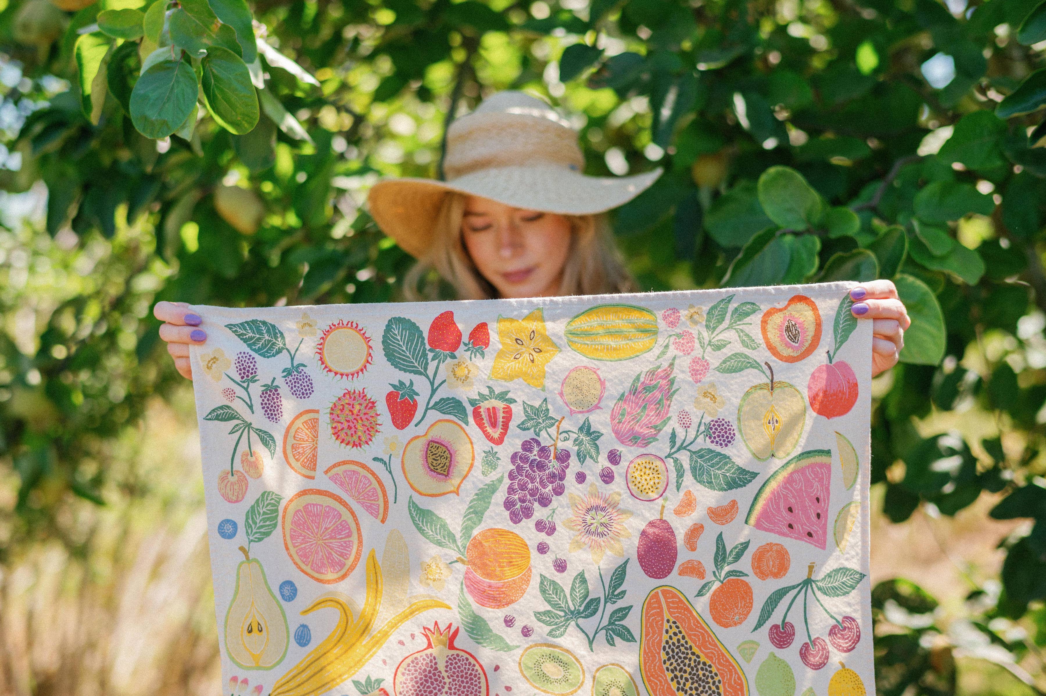 Organic Cotton Tea Towel - Fruit Basket