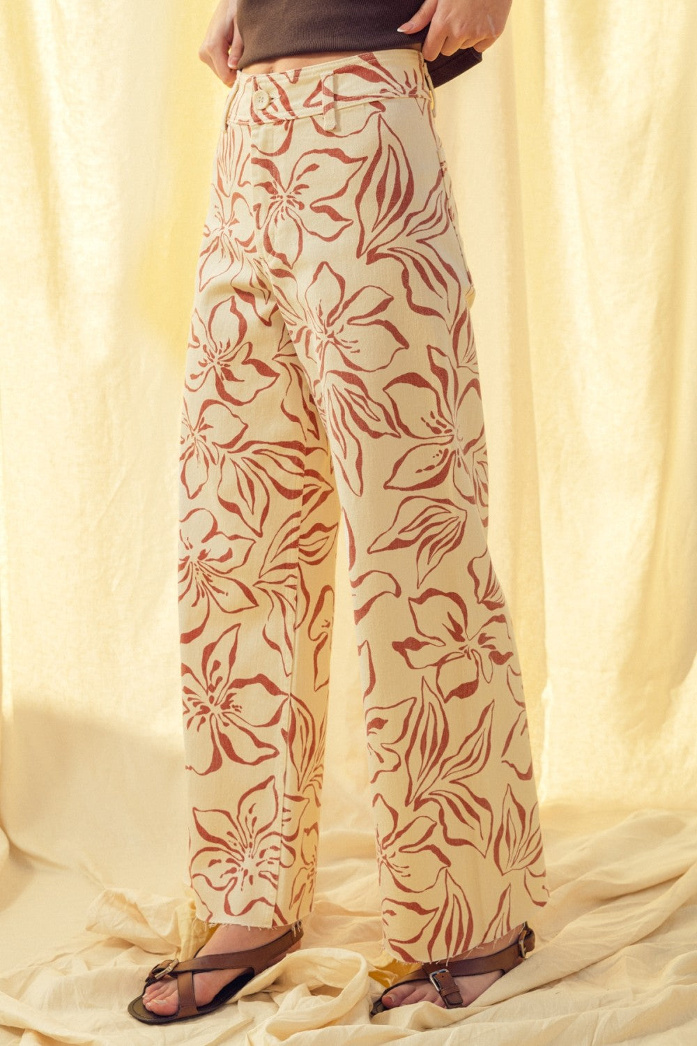 Floral Print Cotton Pants