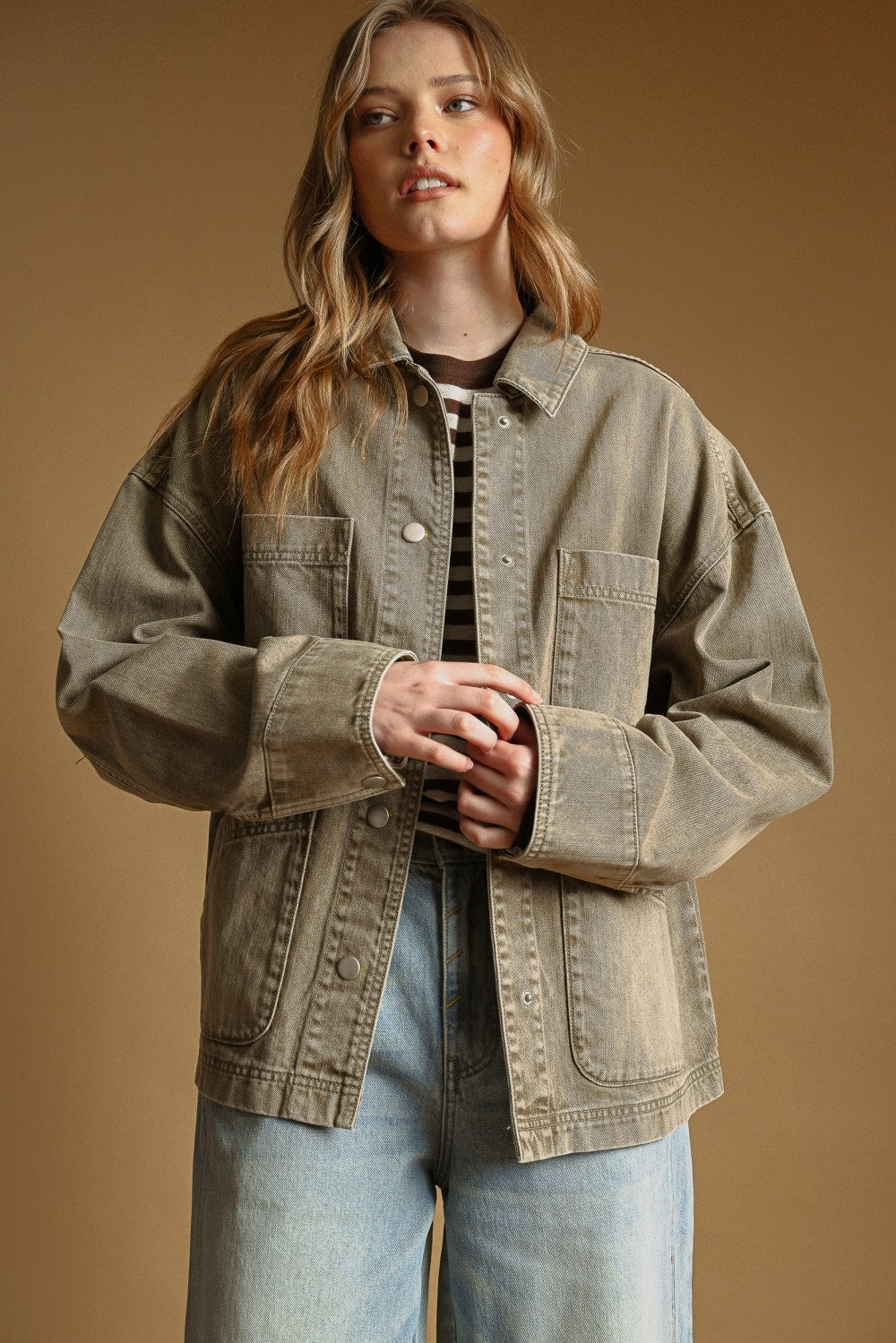 Oversized Washed Color Jacket