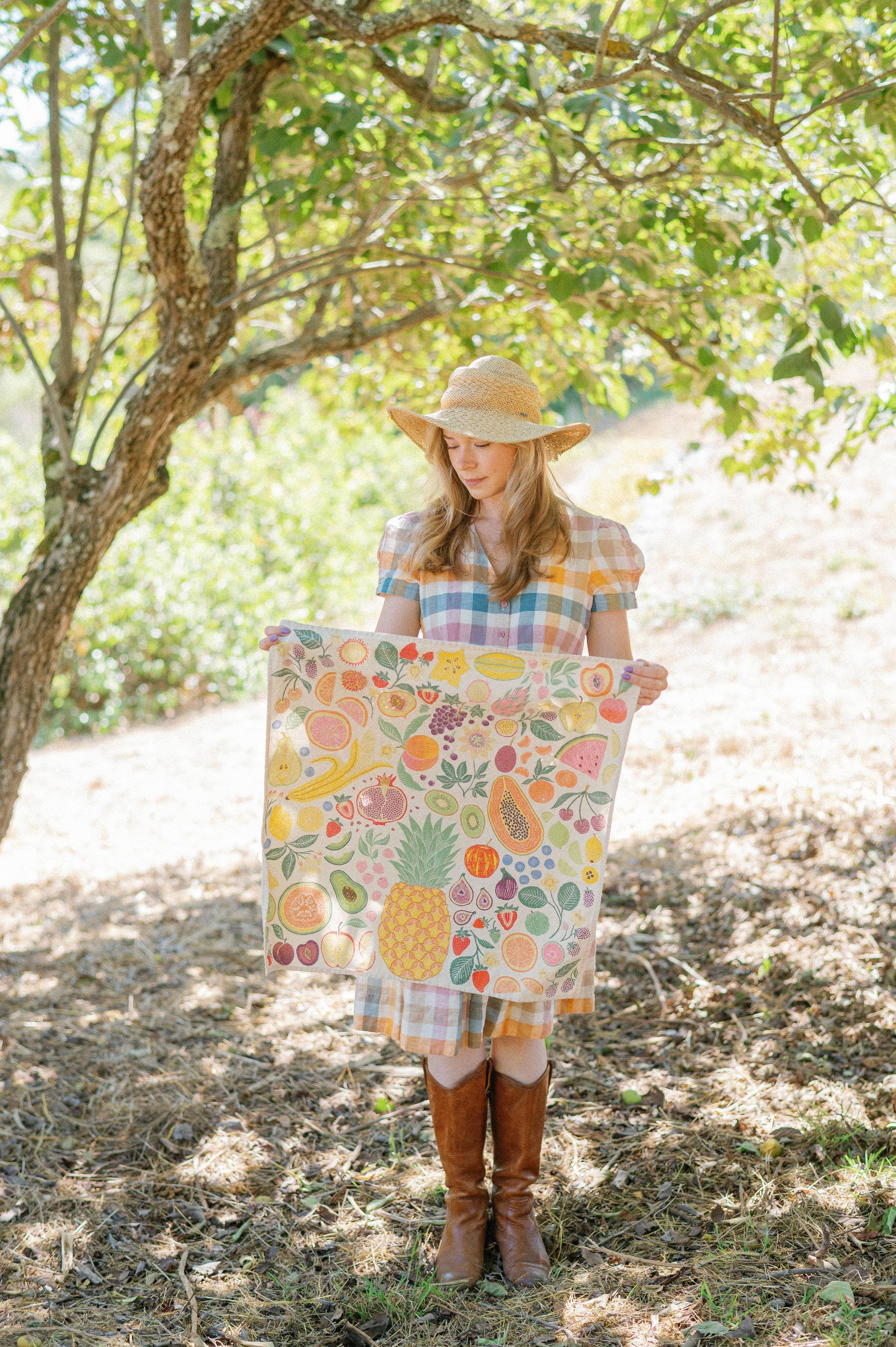 Organic Cotton Tea Towel - Fruit Basket