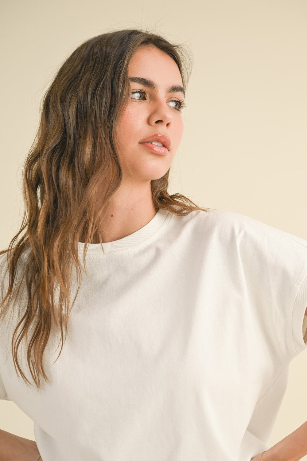 Cotton Washed Short Sleeve Top White