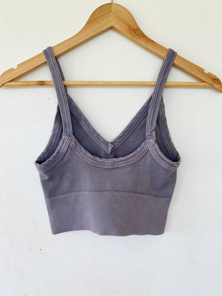 Women's Bralette Top Ocean State of Mind Vintage Ribbed Dusty Lilac Back
