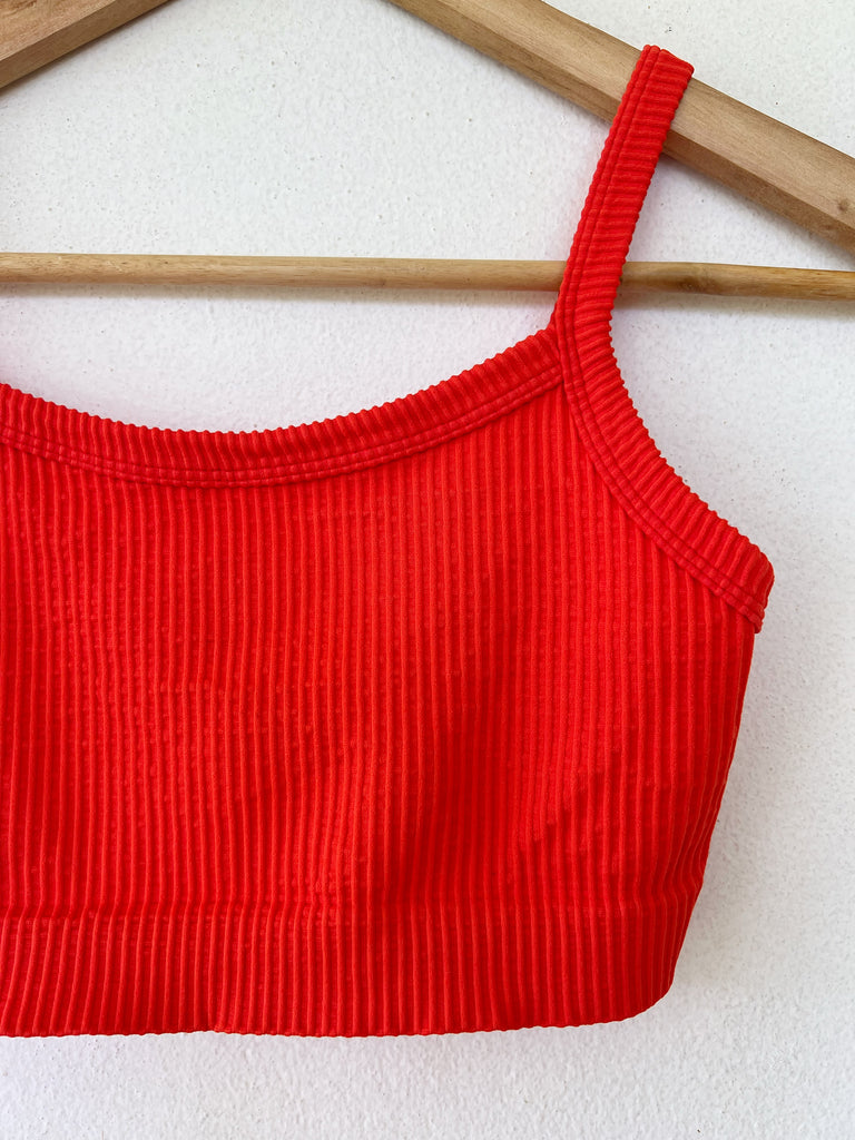 Women's Bralette Top Ocean State of Mind Ribbed Cherry