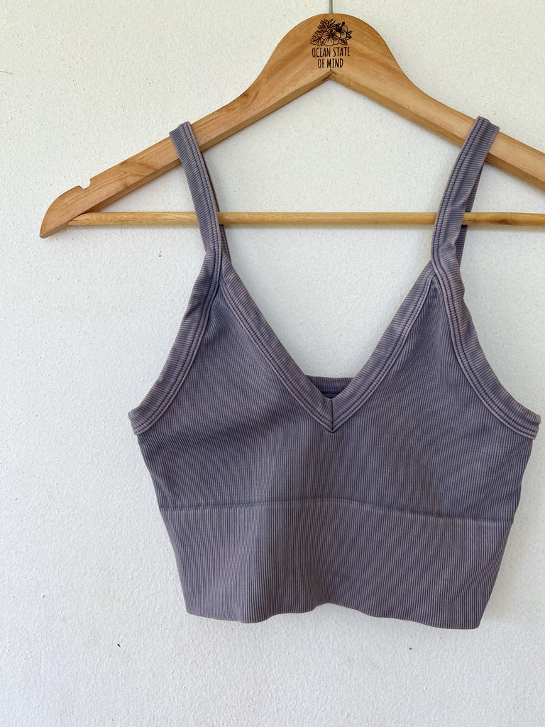Women's Bralette Top Ocean State of Mind Vintage Ribbed Dusty Lilac