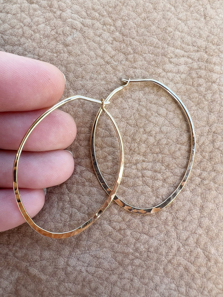 Oval Hammered Hoop Earring 45mm