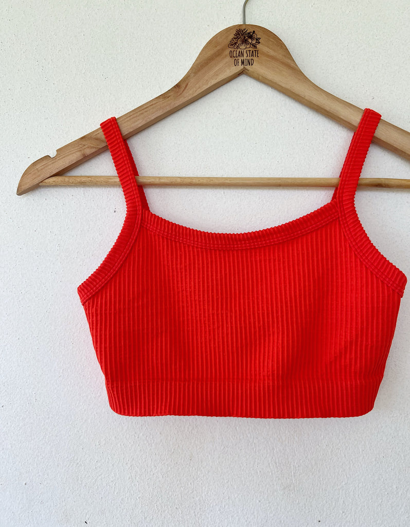 Women's Bralette Top Ocean State of Mind Ribbed Cherry