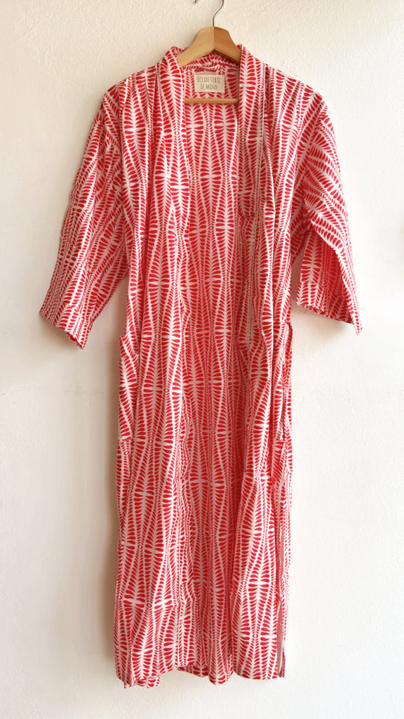 Red Hibiscus Robe Long
