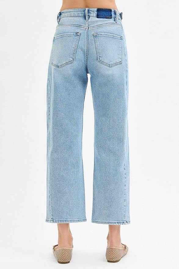 High Rise Barrel Jeans with Adjustable Waist Band