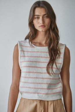 Banks Striped Top Cream Coral