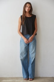 Everyday Sleeveless Crop Tee- Black