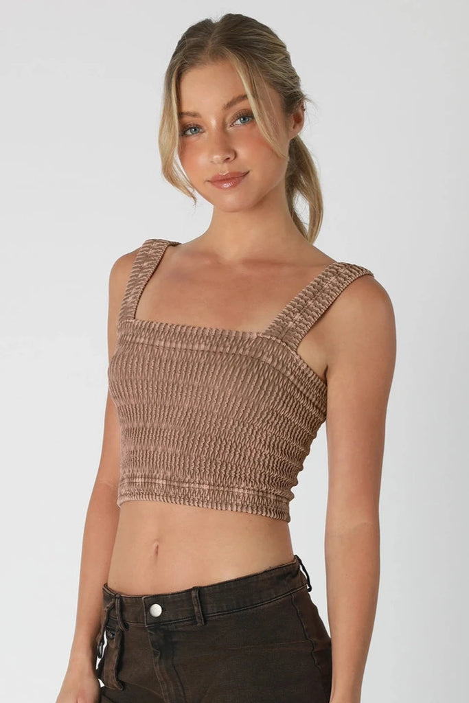 Square Neck Bralette Top Vintage Mocha