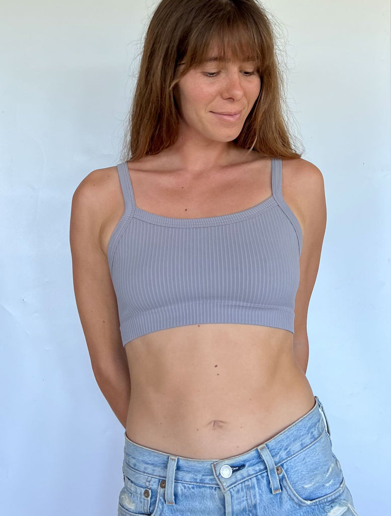 Women's Bralette Top Ocean State of Mind Ribbed Lilac Grey