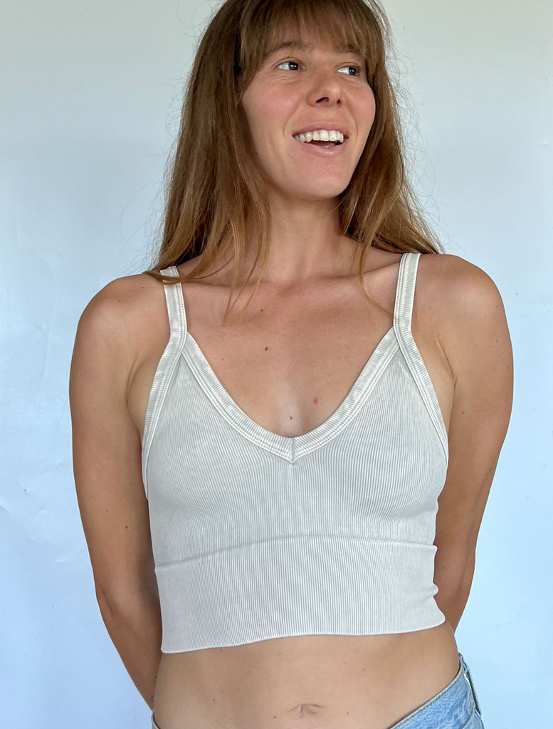 Women's Bralette Top Ocean State of Mind Vintage Ribbed Sandshell