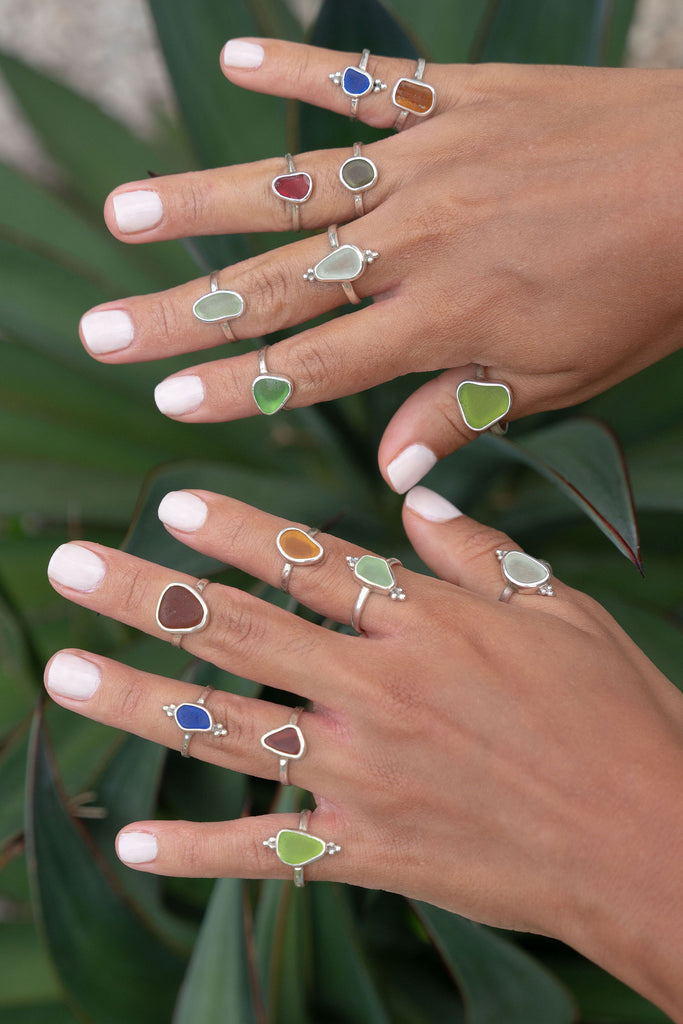 Green Sea Glass Ring